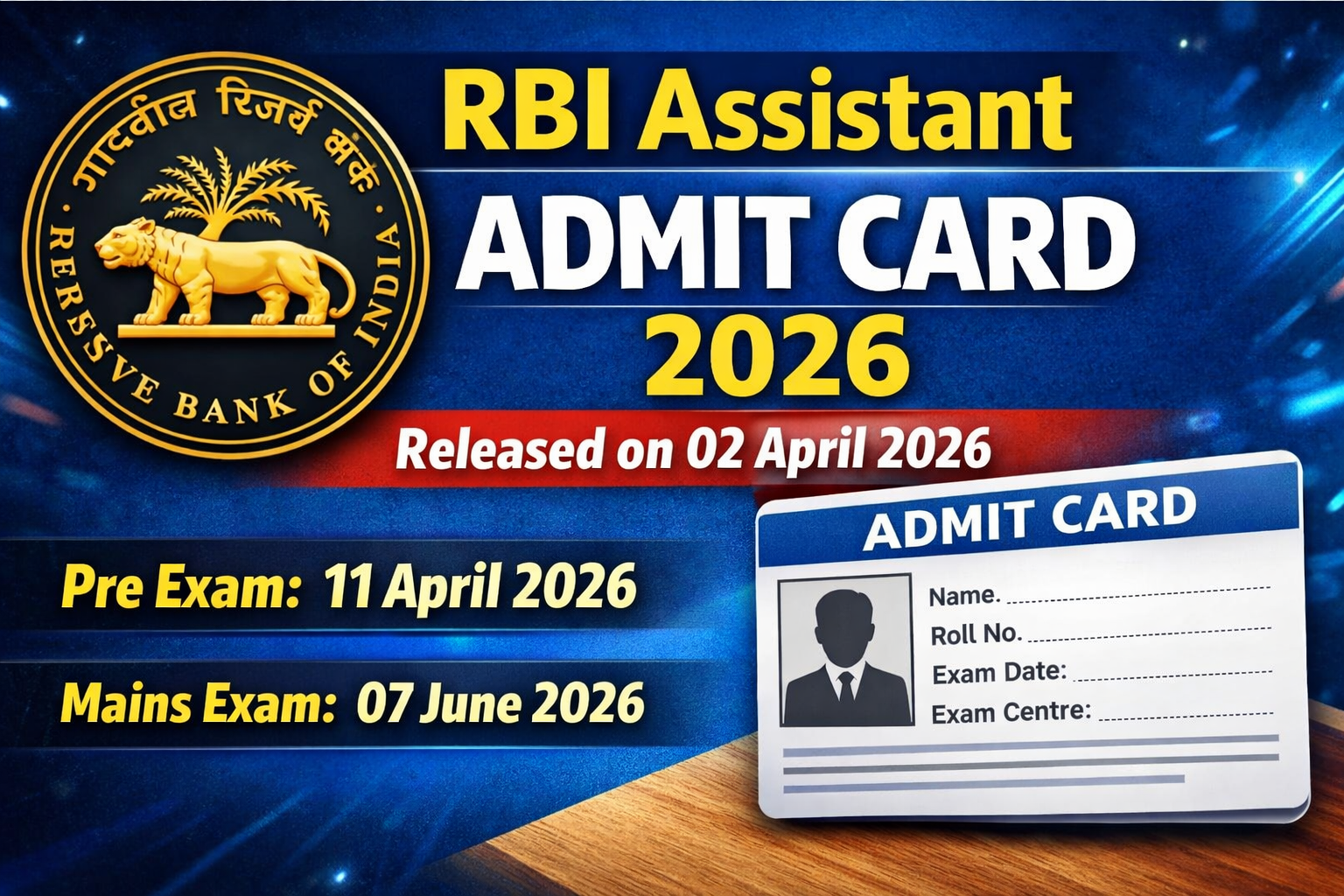 RBI Assistant Admit Card 2026