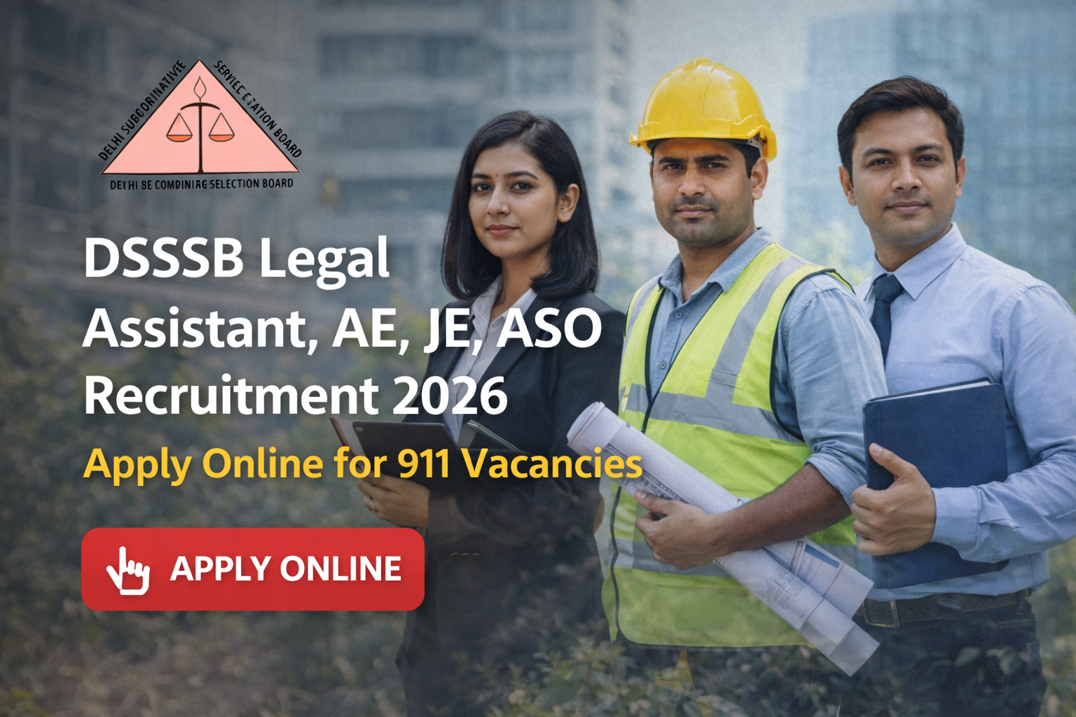 DSSSB Legal Assistant, AE, JE, ASO Recruitment 2026 – Apply Online for 911 Vacancies