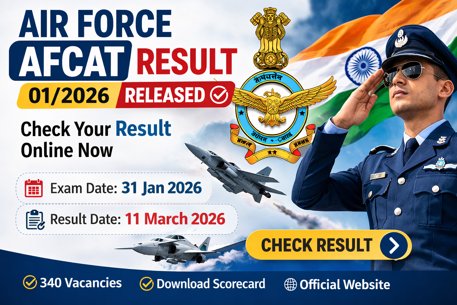 Air Force AFCAT Result 01/2026 Released