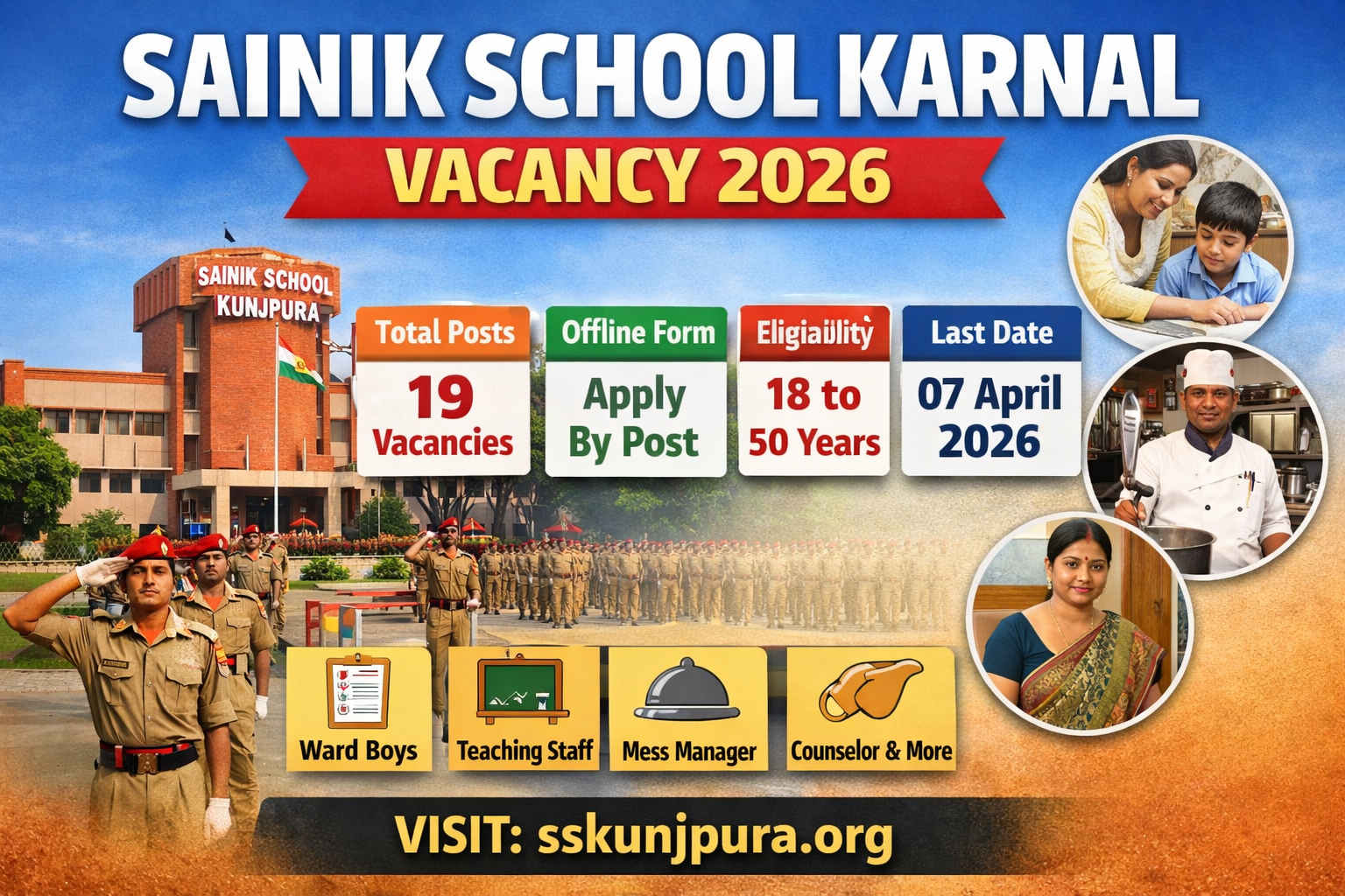 Sainik School Karnal Vacancy 2026