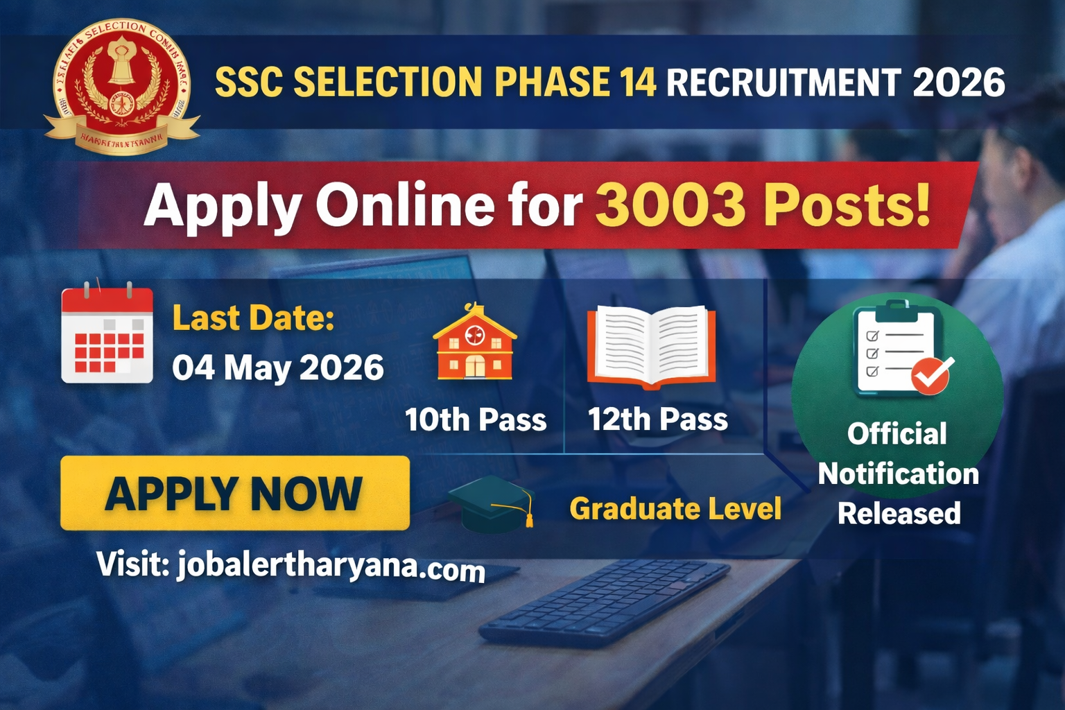 SSC Selection Phase 14 Recruitment 2026