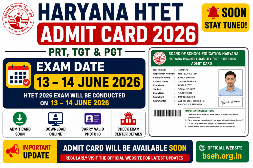 Haryana HTET Admit Card 2026