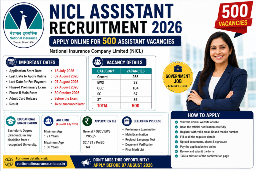 NICL Assistant Recruitment 2026