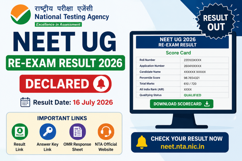 NEET UG Re-Exam Result 2026