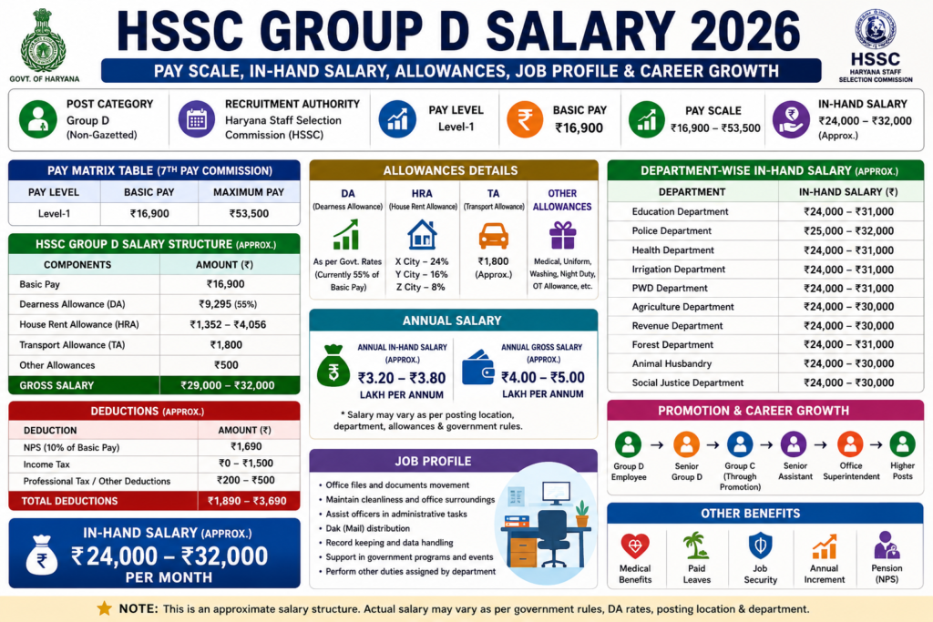haryana HSSC Group D Salary 2026