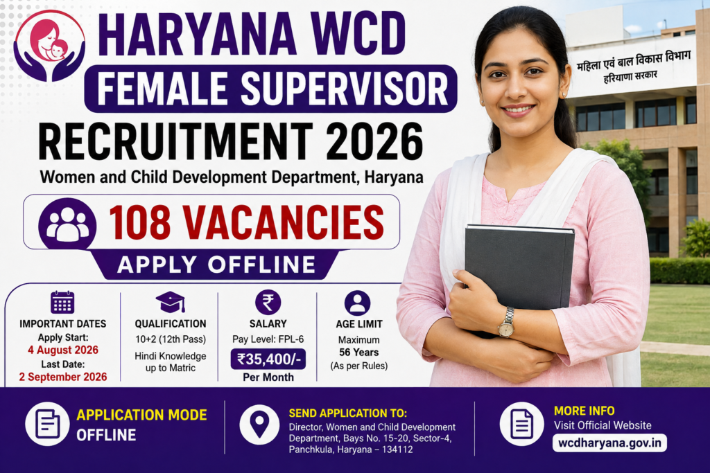 Haryana Anganwadi Female Supervisor Recruitment 2026